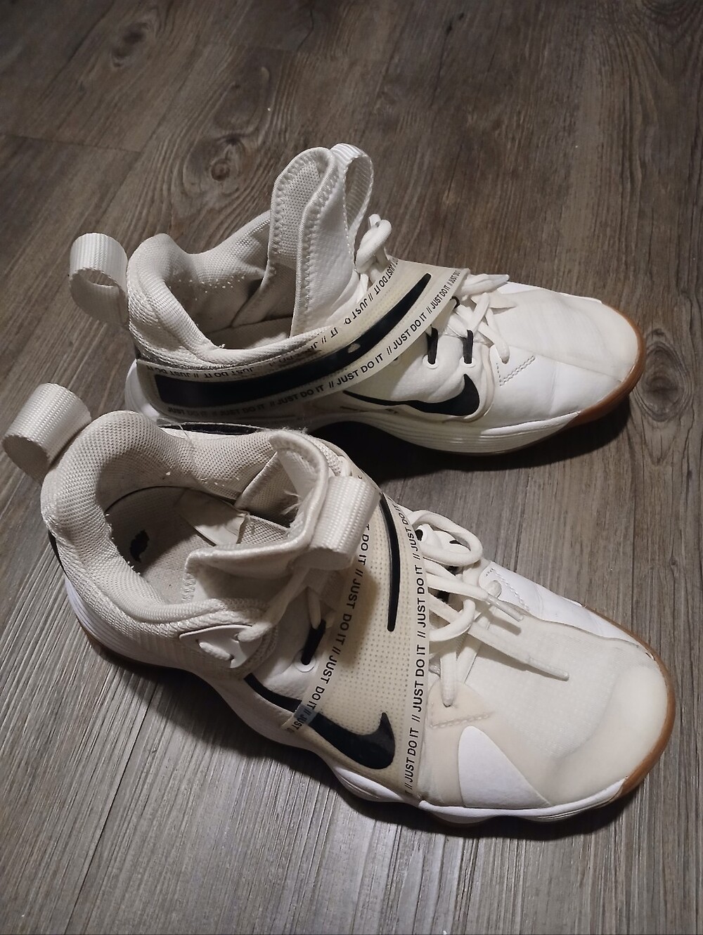 Nike React Womens Volleyball Sneakers with Black Swoosh and Gum Outsole
